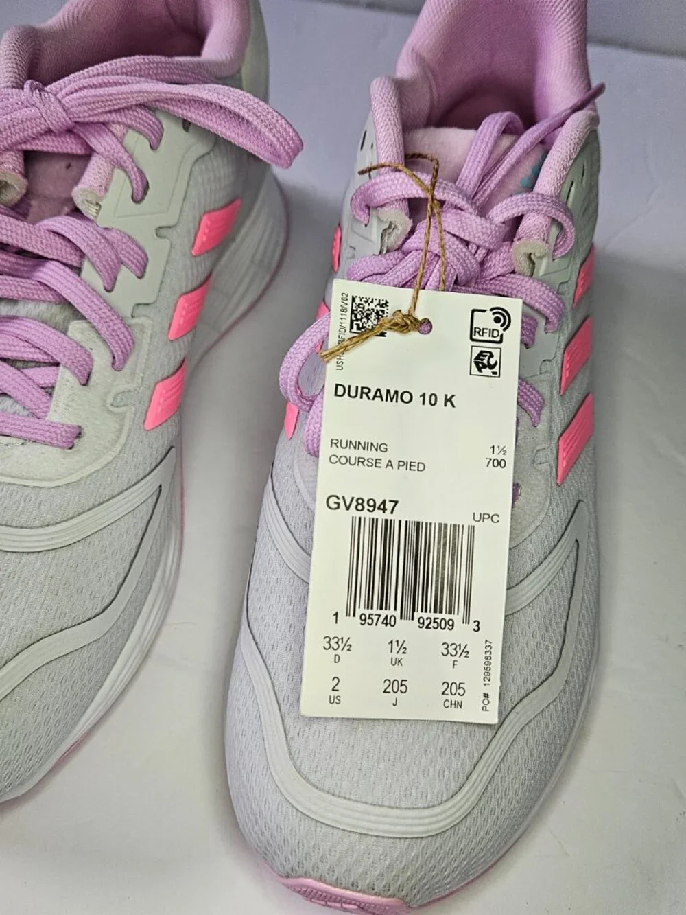 adidas Kids Sneakers in Light Gray and Pink Size 2